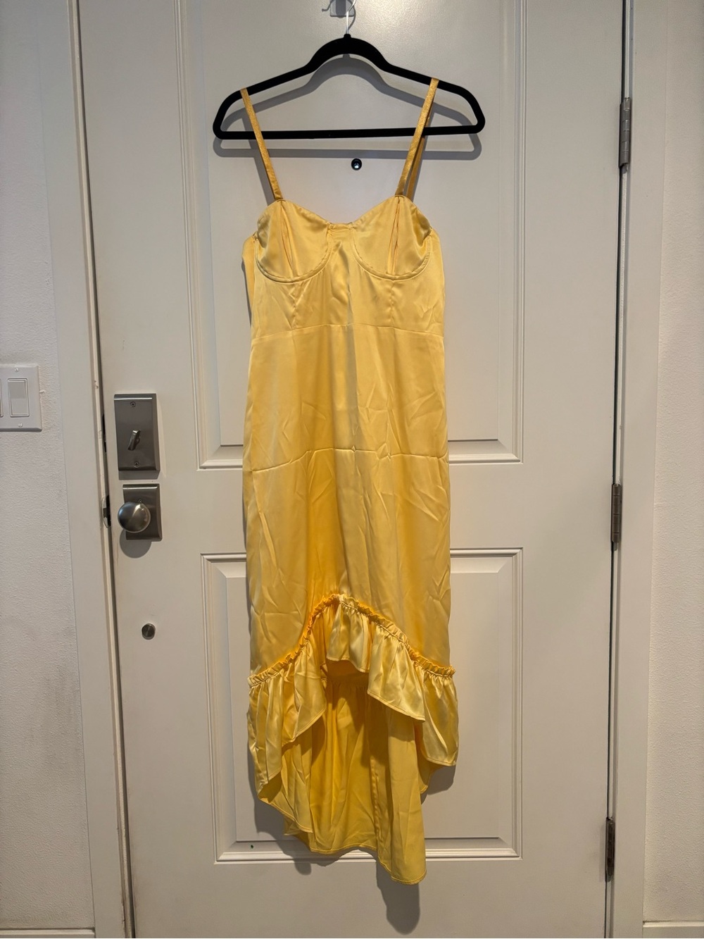 MAJORELLE Sunny Yellow Satin Slip Dress